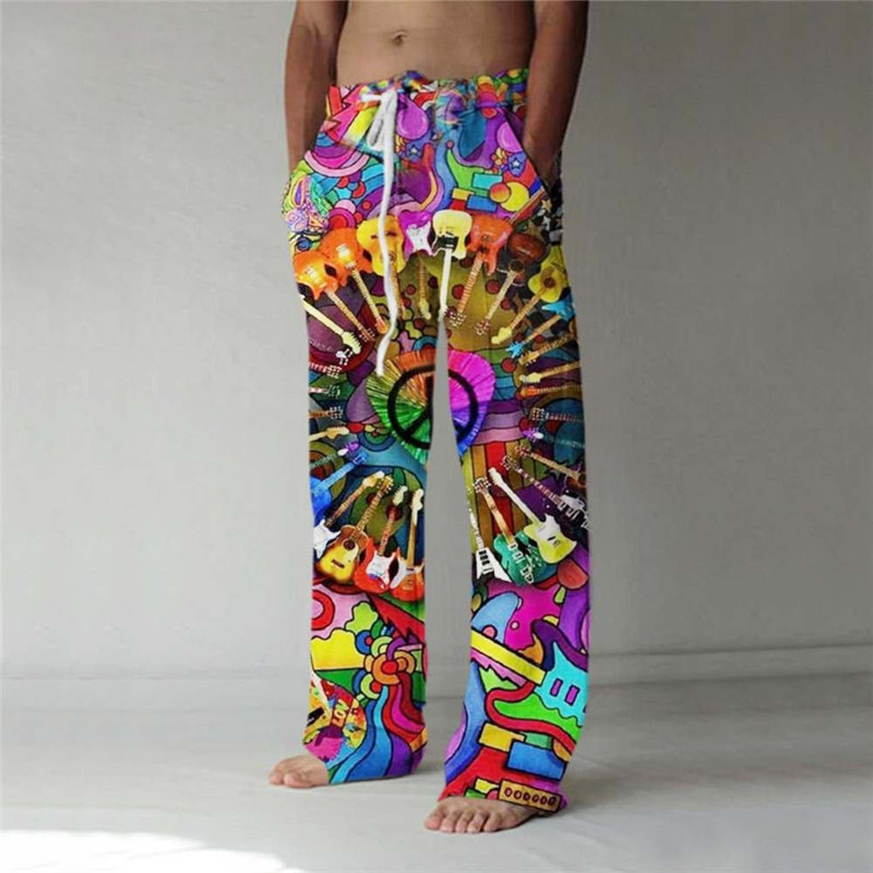 Men's Beach Pants Drawstring Elastic Waist Front Pocket Tiger Pattern Comfortable Soft Casual Everyday Fashion Designer