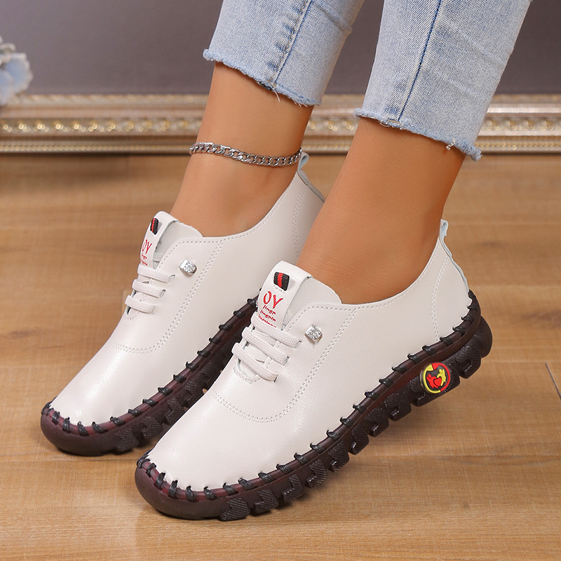 🔥Last Day Promotion 70% OFF 🎁New Arrival Women's Plus Size Flat Shoes With Belt And Cow Tendon Sole, Hand-Stitched Anti-Skid Soft Bottom Casual Shoes