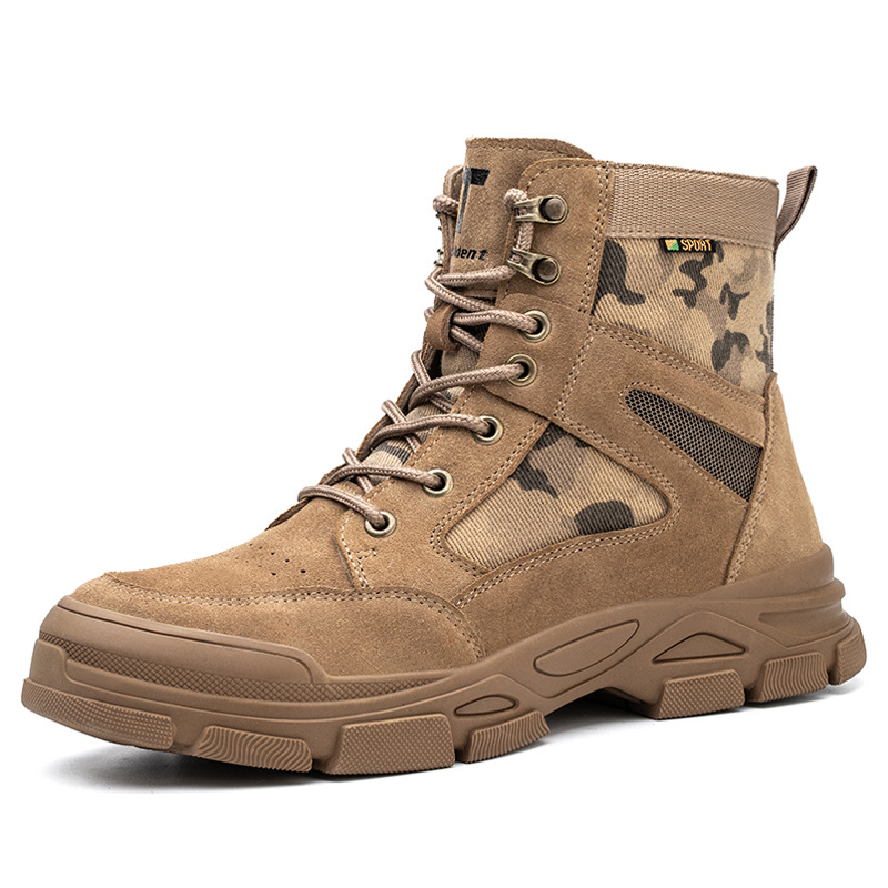 Outdoor Men Work Boots Safety Shoes Anti-Puncture Safety Boot Work Steel Toe Shoes Desert Combat Boots