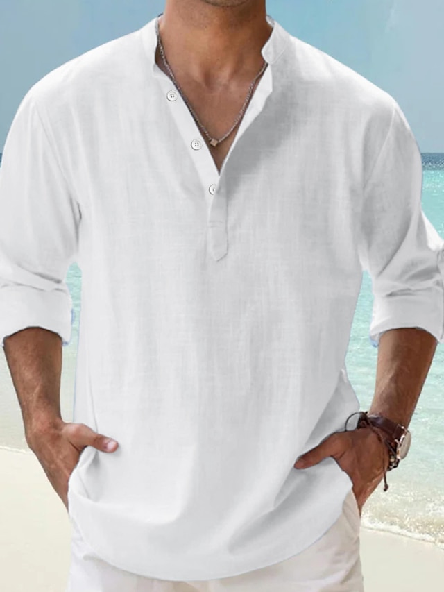 Men's Linen Long Sleeve Casual Shirt