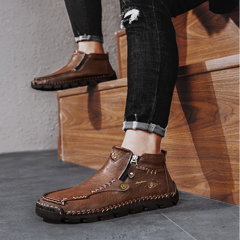 ??Last day deals 70% OFF??Men's Casual Handmade Leather Non-slip Arch Support Boots - Prevent Foot Diseases