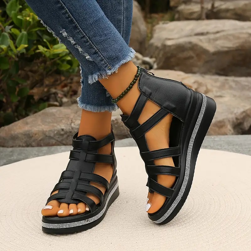 ??Last Day Promotion 50% OFF - Women Rhinestone Decor Wedge Orthopedic Sandals