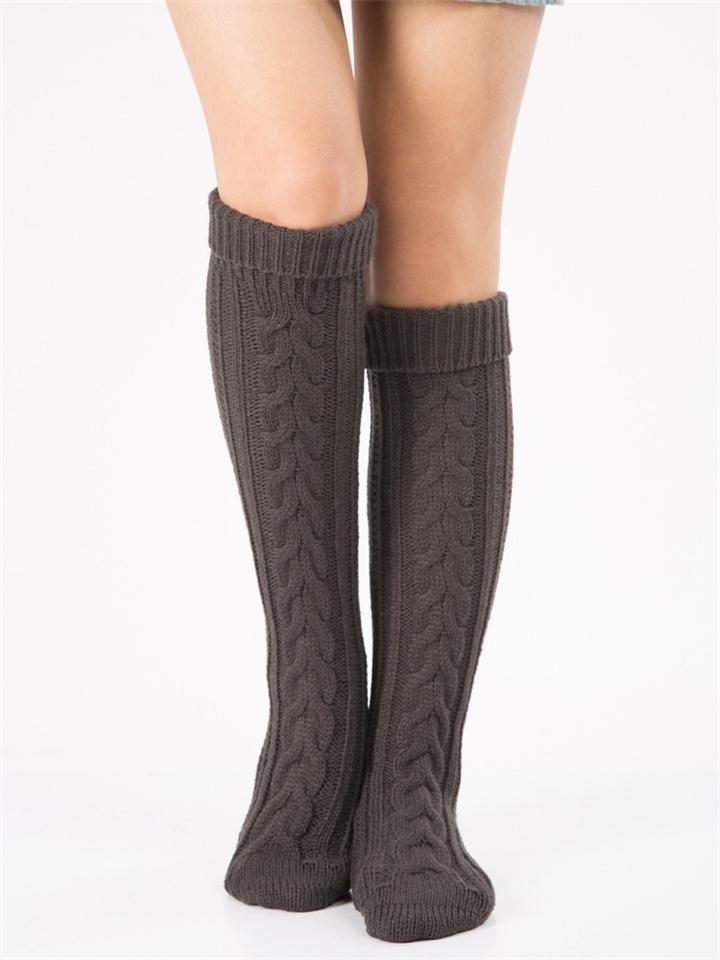 Women Warm Cable Knit Knee-Socks