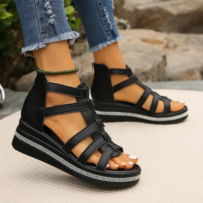 ??Last Day Promotion 50% OFF - Women Rhinestone Decor Wedge Orthopedic Sandals