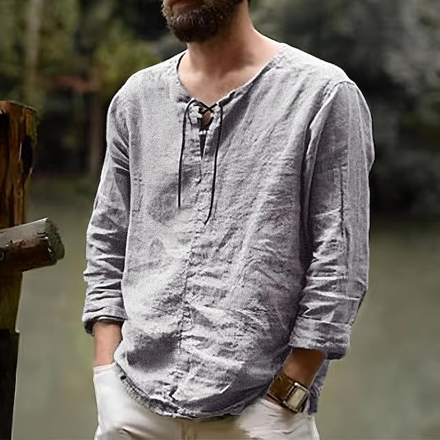 🔥Last Day Promotion 50% OFF 🎁- Men's Linen Casual Solid Color Long Sleeve Shirt