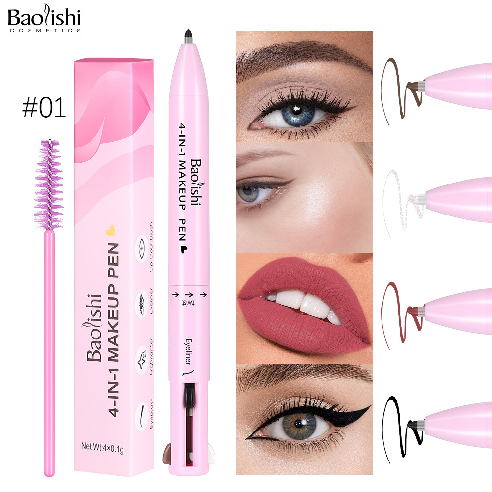 Four-in-One Cosmetic Brush Popular Highlight Lip Liner Eyeliner