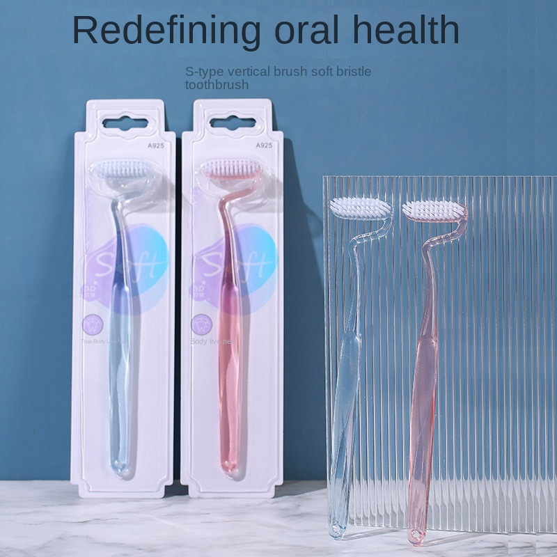Crystal Hard Brush Adult Soft Hair Reverse S-Shaped Toothbrush
