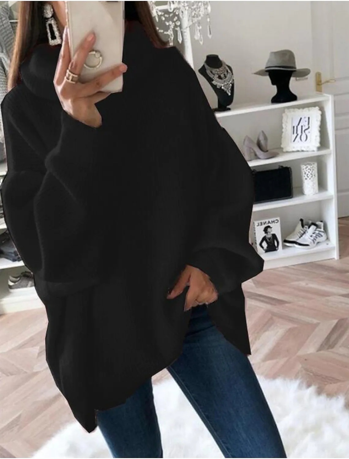 pulover casual de dama cu guler rotit
