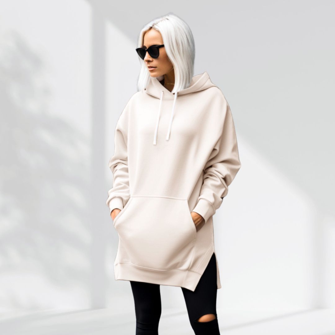 oversize'owa sukienka z kapturem