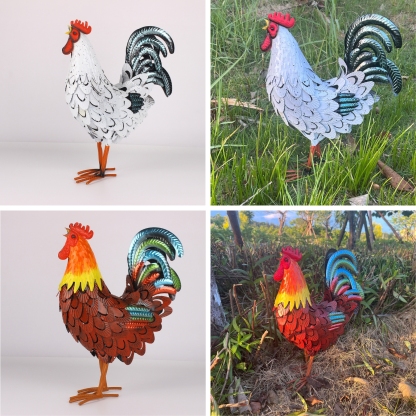 Iron Rooster Garden Statue