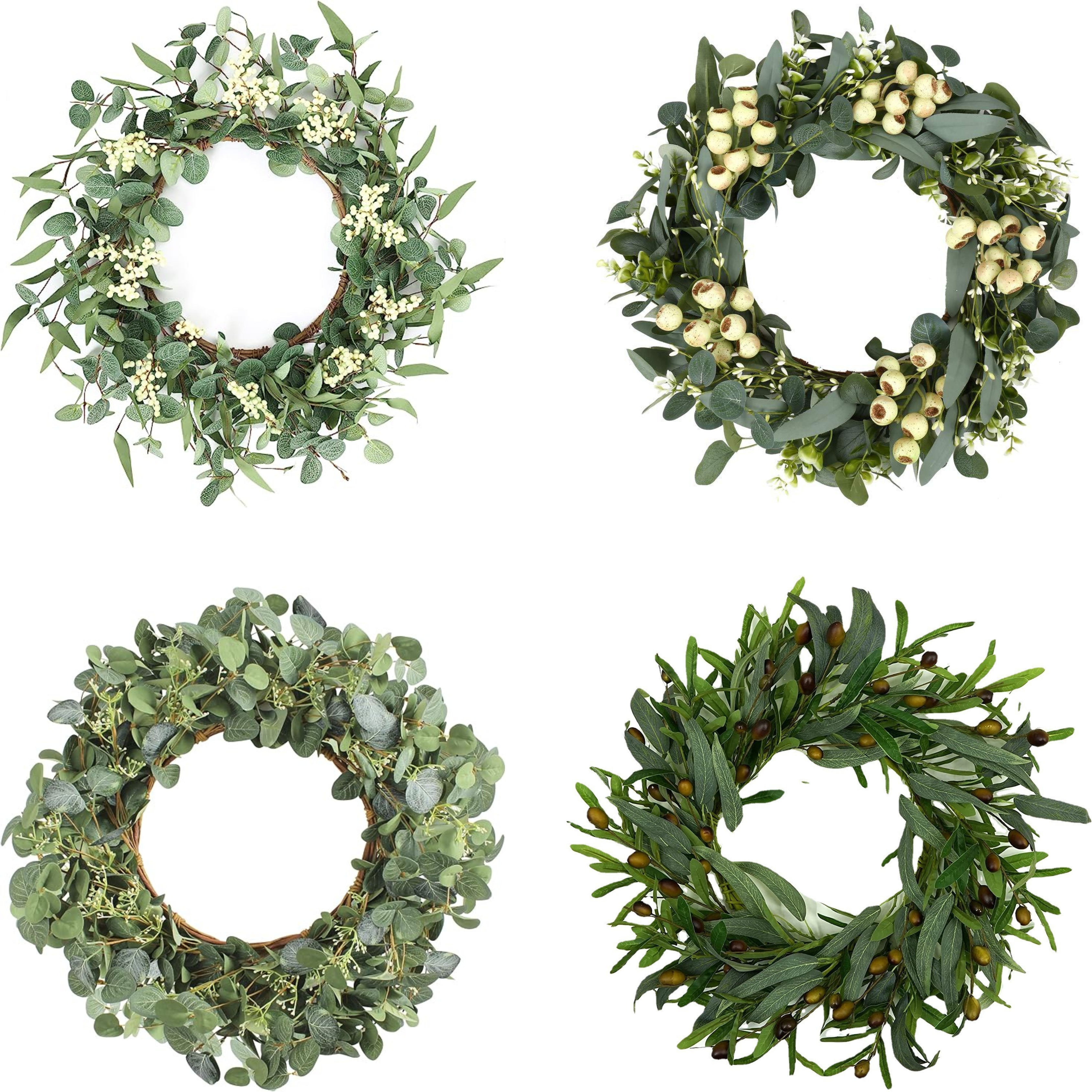 20'' Eucalyptus Wreath for Front Door-Green Decor for Home, Farmhouse 