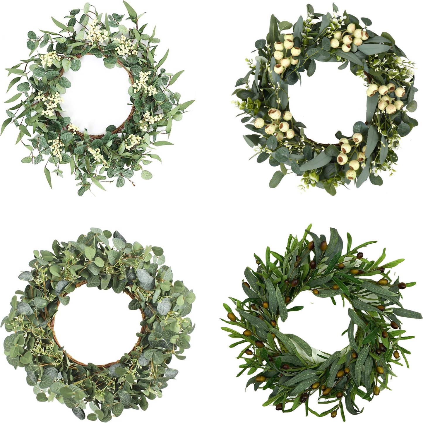 20'' Eucalyptus Wreath for Front Door-Green Decor for Home, Farmhouse 