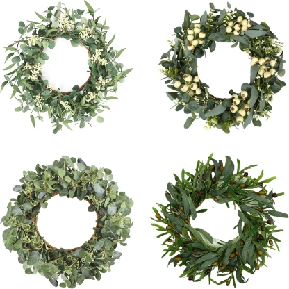 20'' Eucalyptus Wreath for Front Door-Green Decor for Home, Farmhouse 