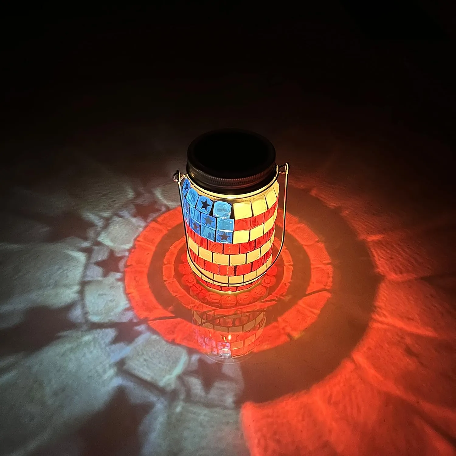 Colorful Mosaic Solar Lanterns, USA Flag Solar Light