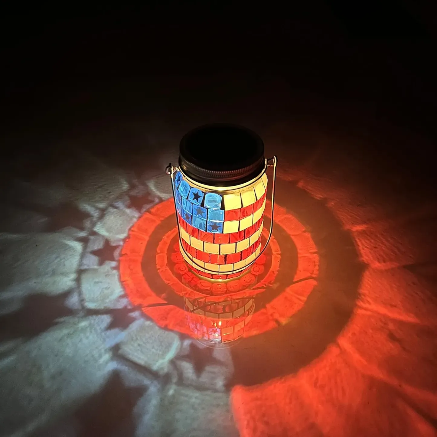 Colorful Mosaic Solar Lanterns, USA Flag Solar Light