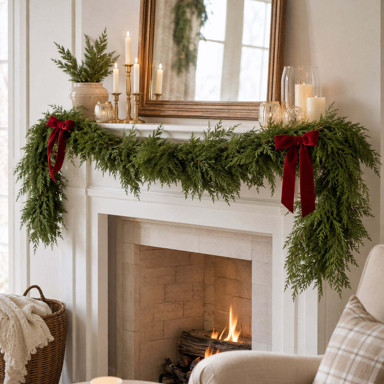 🏆2026 HOT SALE💥 Pre-lit Christmas Cedar Garland