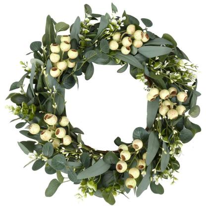 20'' Eucalyptus Wreath for Front Door-Green Decor for Home, Farmhouse 