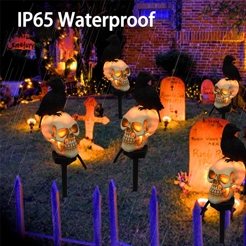 Garden Decorations Solar Halloween Decor Lights Terror Skull Head Crow Landscape Outdoor Waterproof Party Props 220915