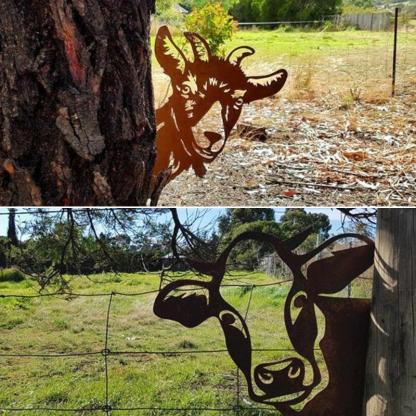 Garden Farm Peep Animals Metal Artwork Decoration