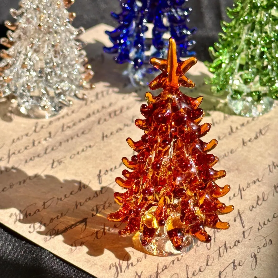 Handmade Glass Christmas Tree Statue