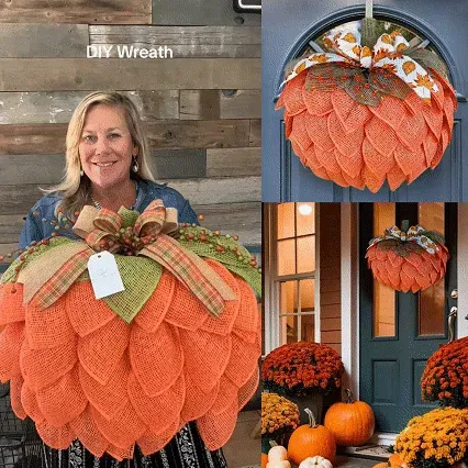 Handmade Halloween Pumpkin Wreath For Front Door