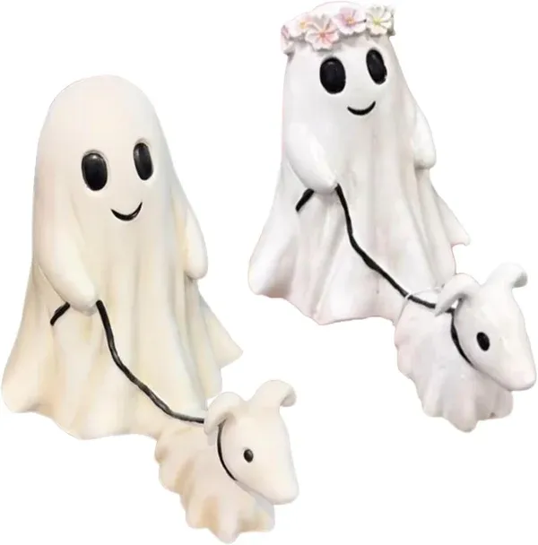 👻2024 Ghost Walking Dog Statue | Resin Art | Hand Painted Art