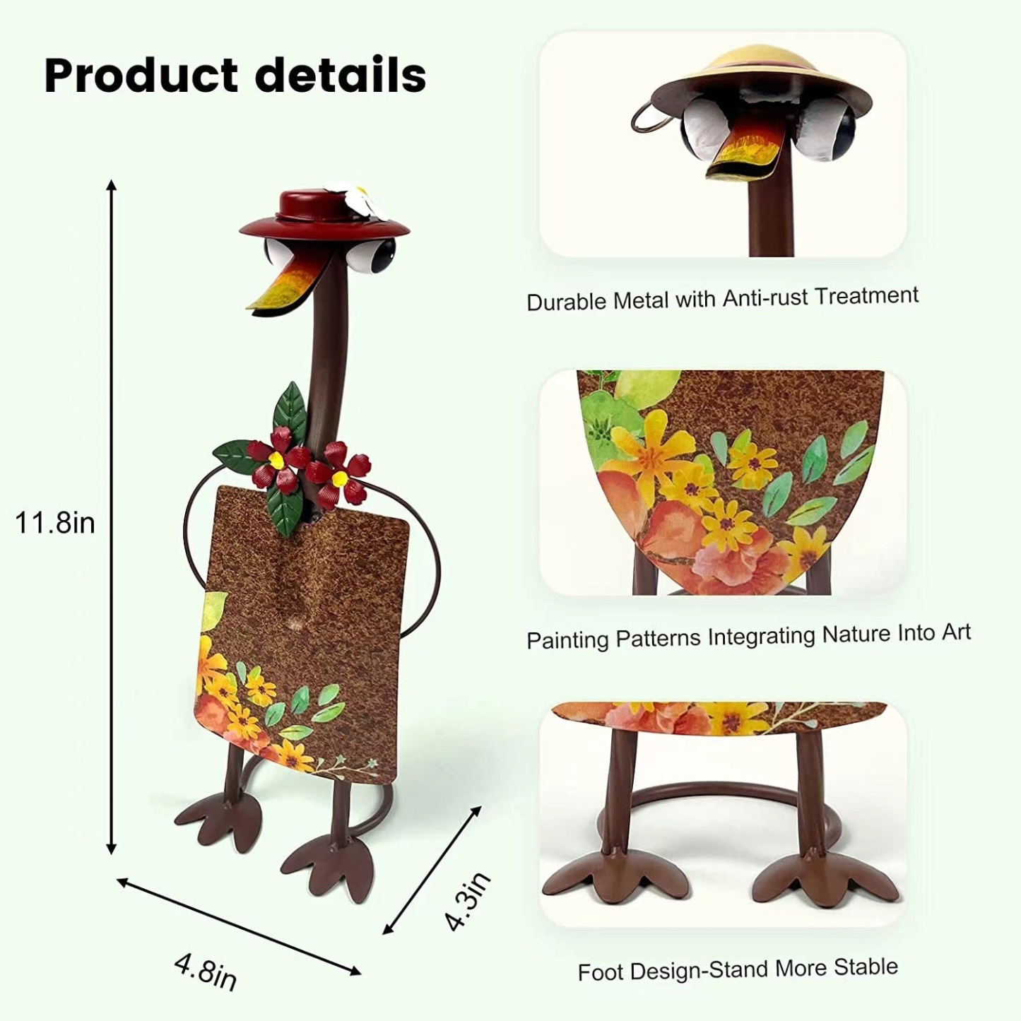 𝐇𝐚𝐧𝐝𝐦𝐚𝐝𝐞®❤️Mr & Mrs Duck Metal Statue