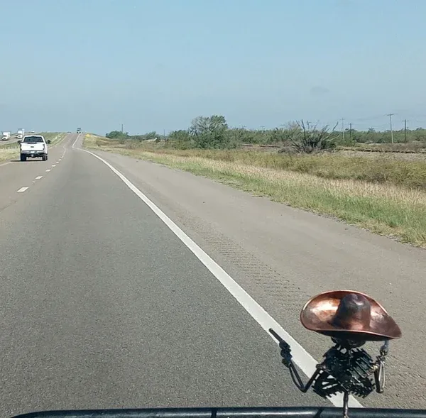 Handmade Cast Cowboy Skull Gunslinger Hood Ornament Sculpture