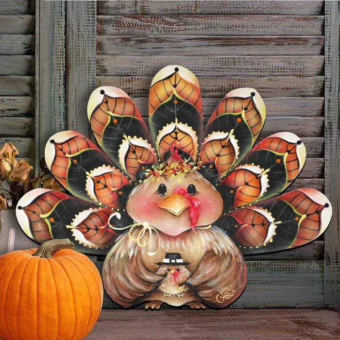 🦃Turkey Wreath Door Hanger 🍂 Wooden Fall Wall Decoration