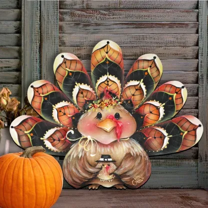 🦃Turkey Wreath Door Hanger 🍂 Wooden Fall Wall Decoration