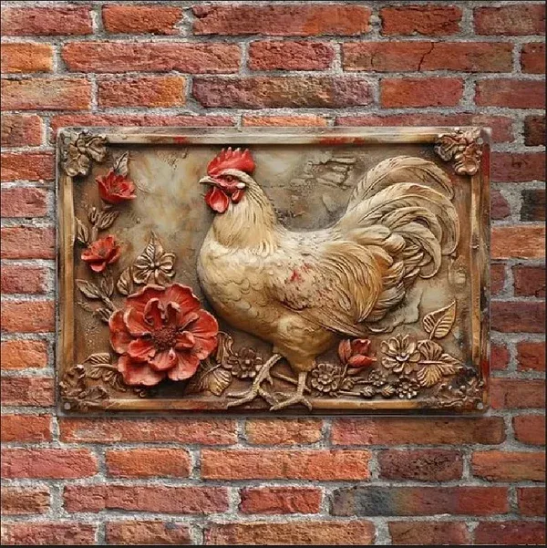 Vintage Chicken & Fresh Eggs Metal Sign
