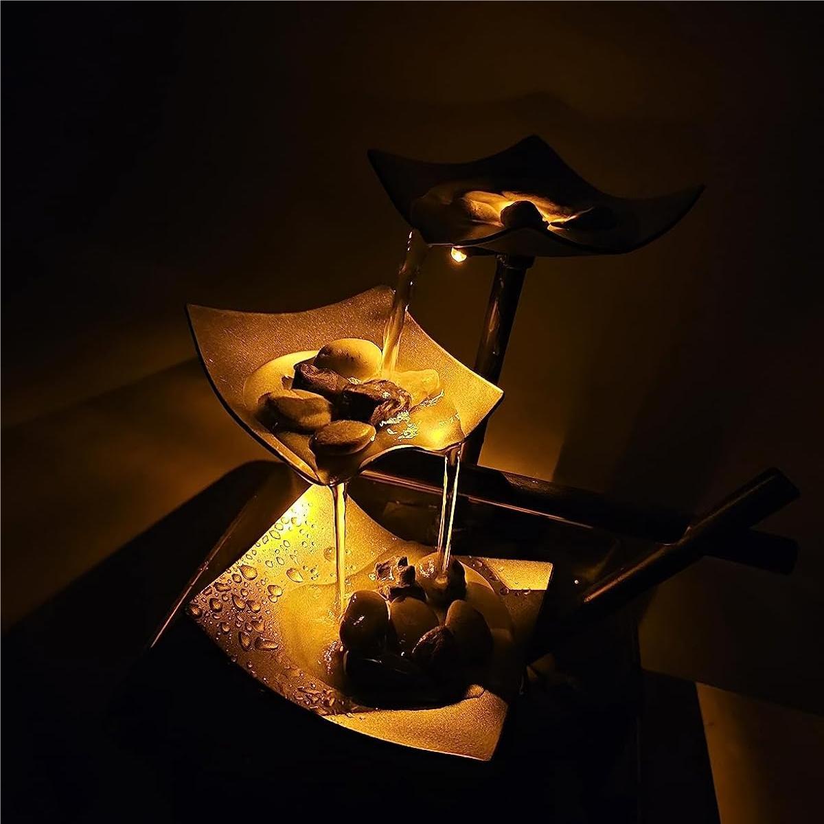 POTIWELL Tabletop Fountain, Home Decor Soothing Sound Machine - Automatic Pump, Deep Basin and Natural River Rocks.