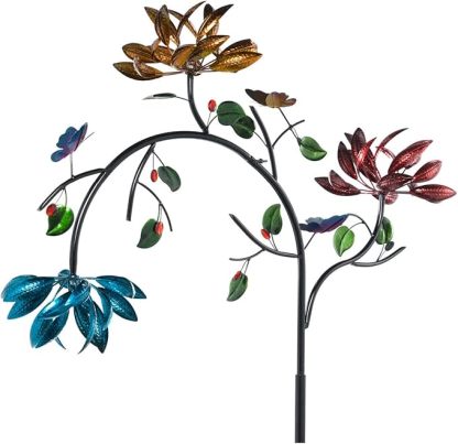 Beautiful Summer Multi Colored Flowers Wind Spinner