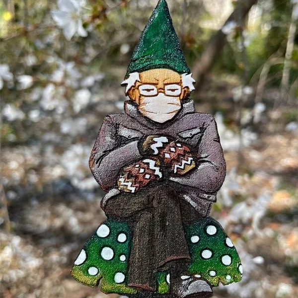Bern in a fern - Grumpy Bernie Garden Gnome Plant Stake