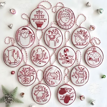 Jolly and Bright Hand Embroidery Christmas Ornaments kit