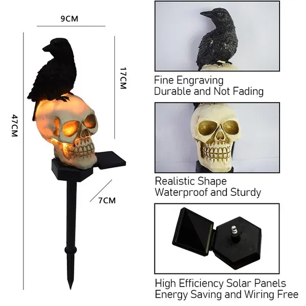 Solar Skull Crow Waterproof Landscape Light
