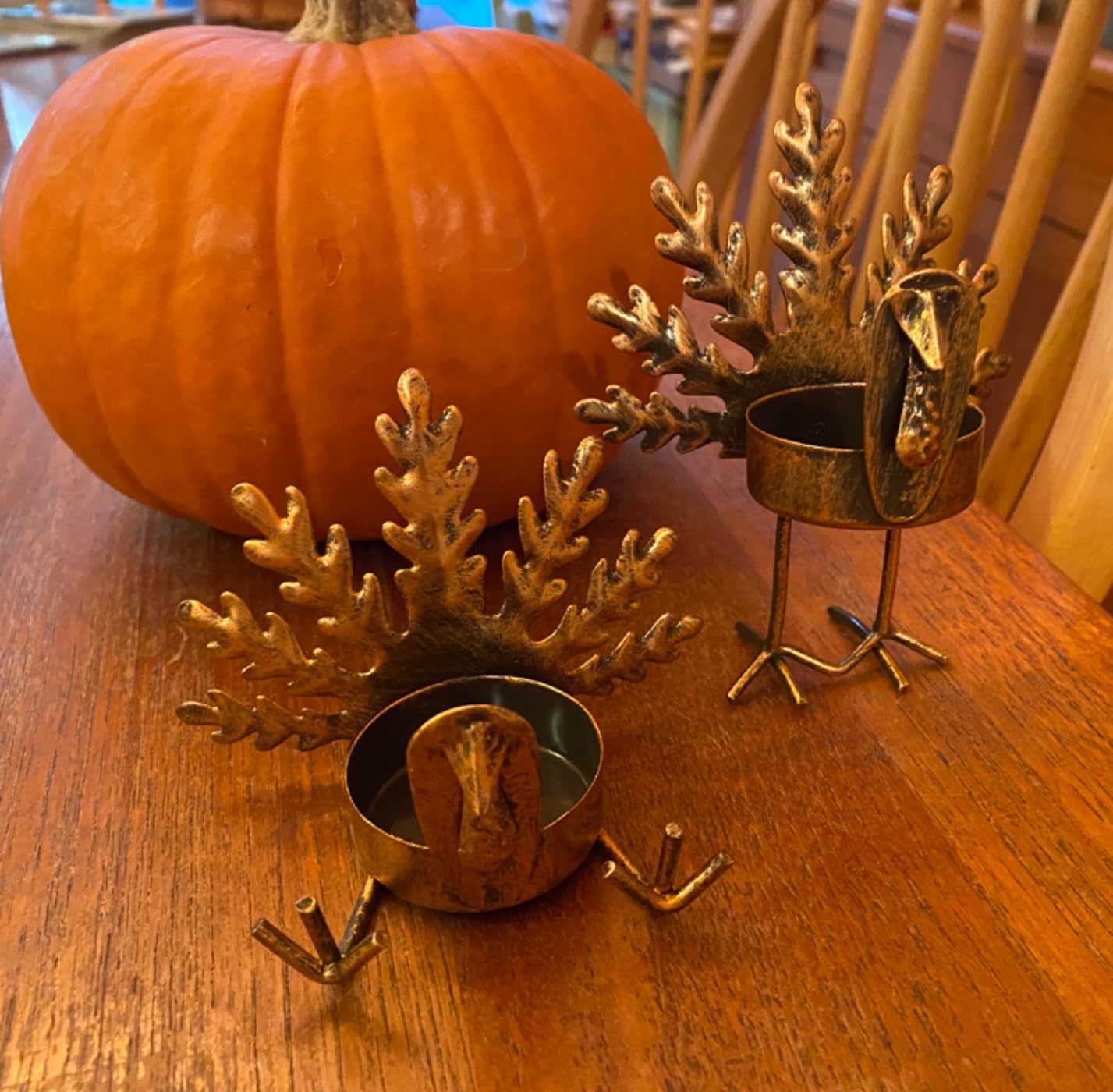 Handmade Metal Turkey Tea Light Candle Holder | Thanksgiving Decor