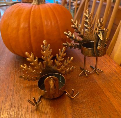 Handmade Metal Turkey Tea Light Candle Holder | Thanksgiving Decor