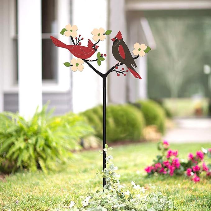 Cardinal Yard Sign Stake | Metal Bird Decorative Garden Stake