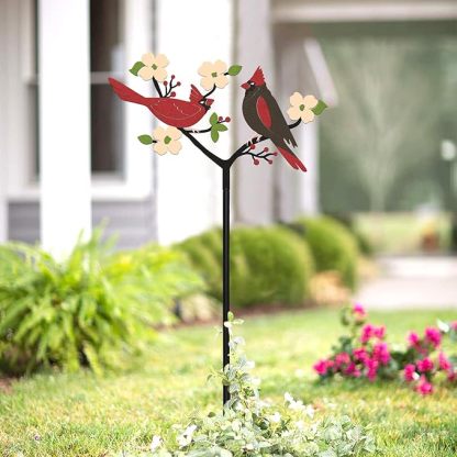 Cardinal Yard Sign Stake | Metal Bird Decorative Garden Stake