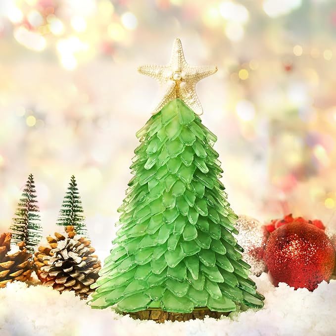Handcrafted Sea Glass Style Christmas Tree | With LED Lights | Christmas Decoration