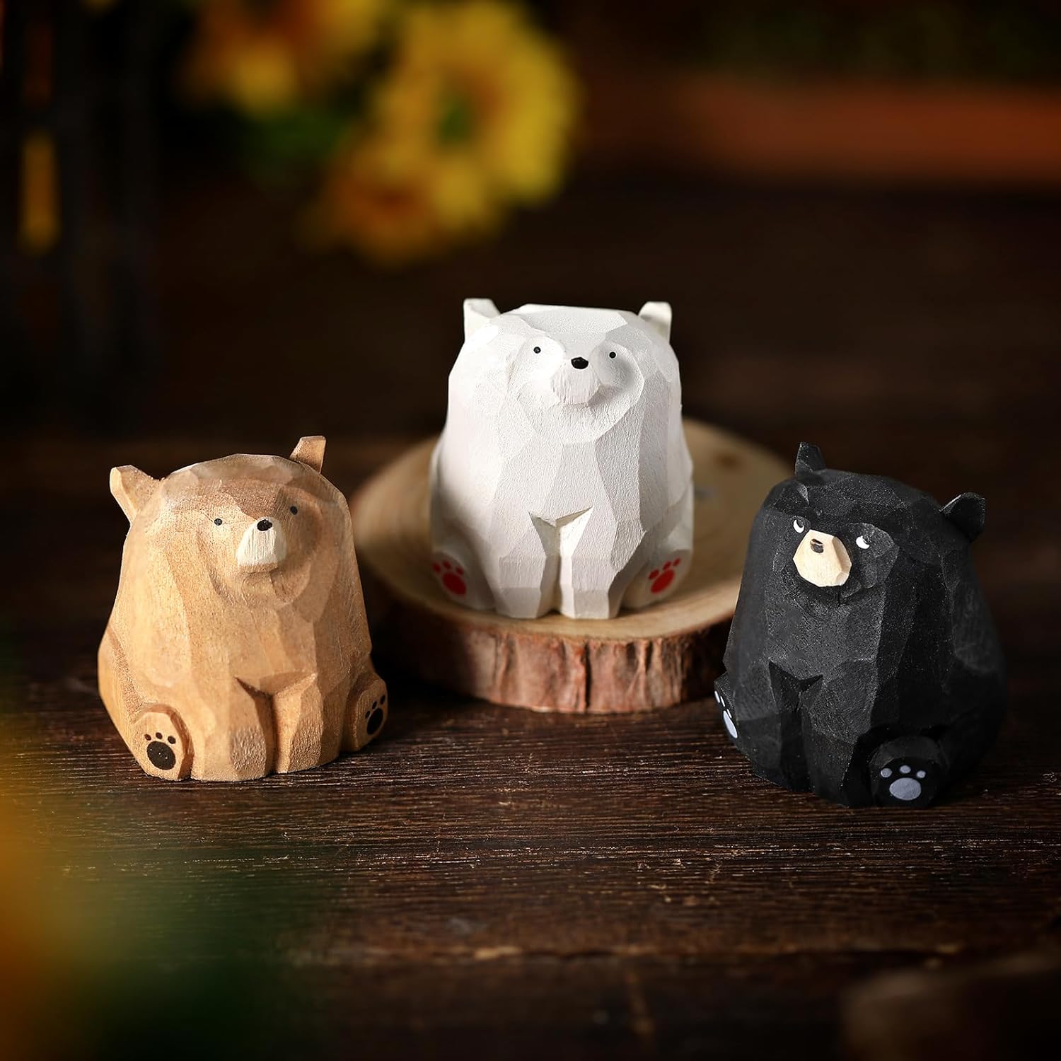 Handmade miniature fun wooden bear statues and other cute little animals (limited time discount)