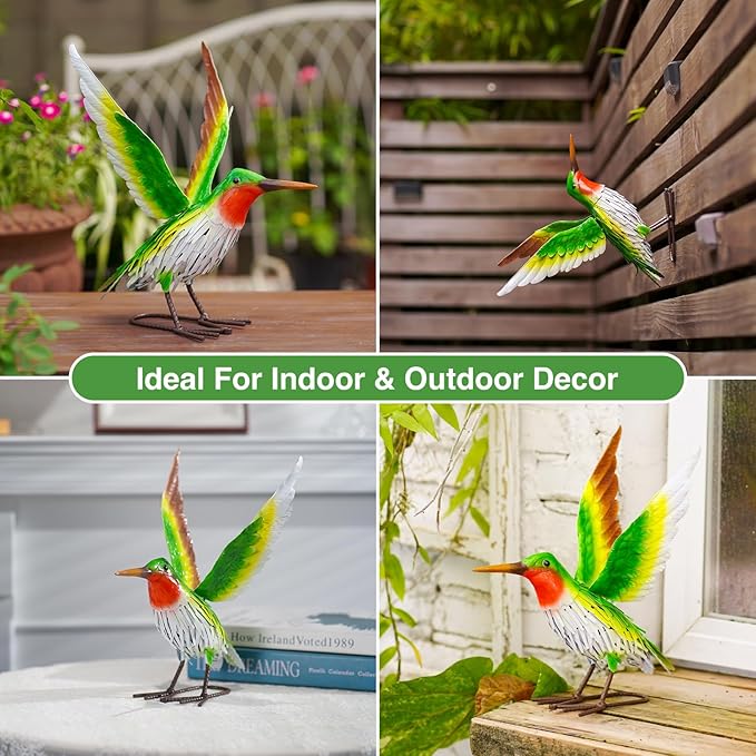 Handmade 3D Hummingbird Metal Statue | Metal Art | Hand Painted Art