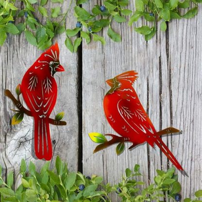 Metal Cardinal Wall Art Decor | Hand Painted Art | Metal Art