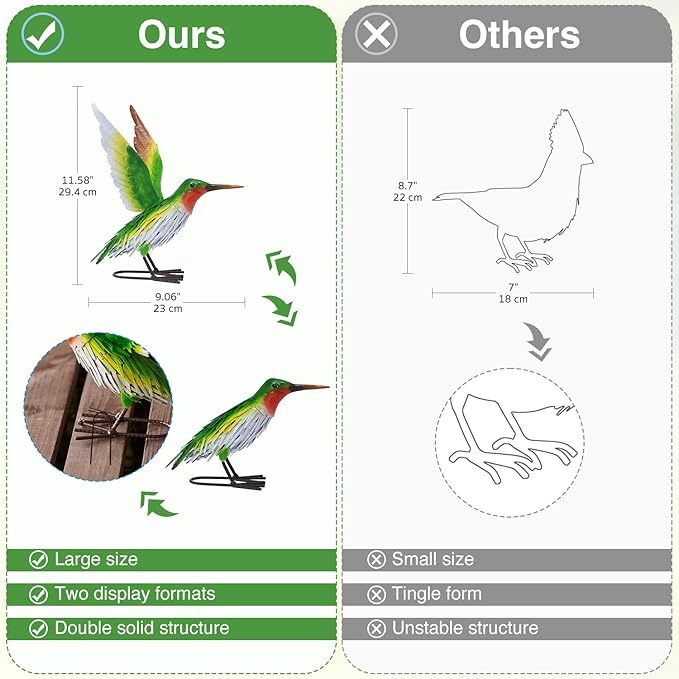 Handmade 3D Hummingbird Metal Statue | Metal Art | Hand Painted Art