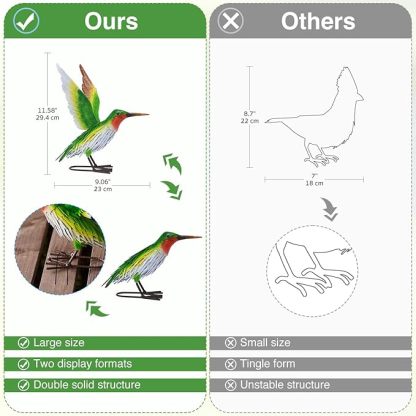 Handmade 3D Hummingbird Metal Statue | Metal Art | Hand Painted Art