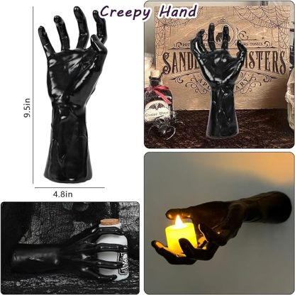 Wall Mounted Horror Outstretched Hand | Comes with a Lit Candle | Wall Art Sculpture