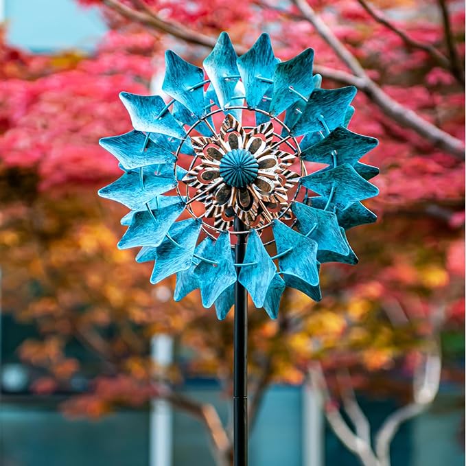 Solar Wind Spinner, Waterproof Outdoor Metal Wind Sculpture for Patio, Lawn & Garden Decor (Rotating Spinner)