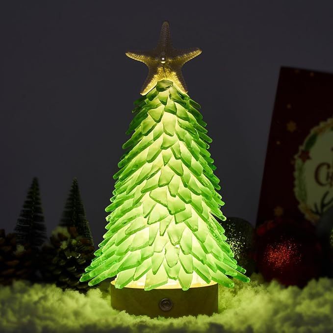 Handcrafted Sea Glass Style Christmas Tree | With LED Lights | Christmas Decoration