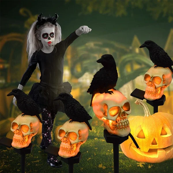 Solar Skull Crow Waterproof Landscape Light